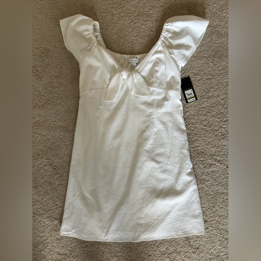 Nine West White Dress w/ Front Bow, Size 14, NWT